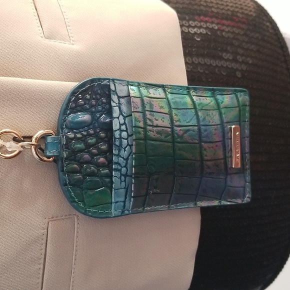 SOLD! NWT!Brahmin Stevie Blue Topaz Croc Embossed Leather ID Card Case Lanyard - Picture 13 of 15